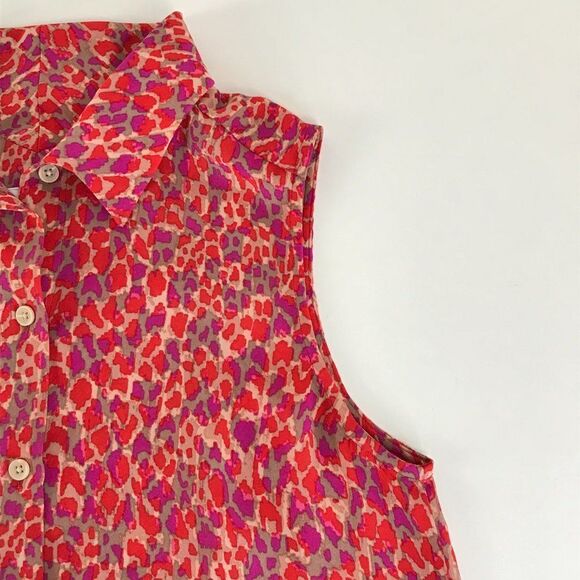 CAbi High-Low Chiffon Tank Women's Size Small Semi-Sheer Sleeveless Button Front - Picture 3 of 9